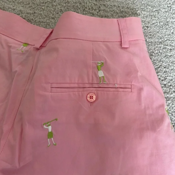 Lilly Pulitzer vintage Pink Women's golf Shorts with Embroidered gold design - Picture 6 of 6